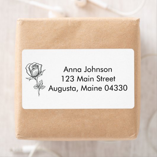 Zwart-wit Rose bruiloft Etiket (Insitu)