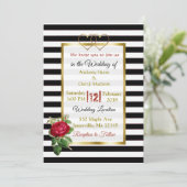 Zwart-wit Rose Gold bruiloft uitnodigingen (Staand voorkant)