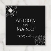 Zwart-wit Rose Gotische Bruiloft Bedankjes Labels (Voorkant)