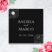 Zwart-wit Rose Gotische Bruiloft Bedankjes Labels