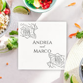 Zwart-wit Rose Gotische Bruiloft Servet