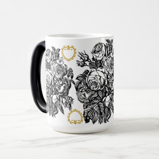 Zwart-wit Rose Love Mok (Voorkant links)