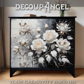 Zwart-wit Rose Serenade - Decoupage - Tissuepapier