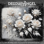 Zwart-wit Rose Serenade - Decoupage - Tissuepapier