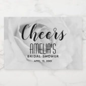 Zwart-wit Rose Vrijgezellenfeest Mini Sparkling Wijnetiket (Enkel label)