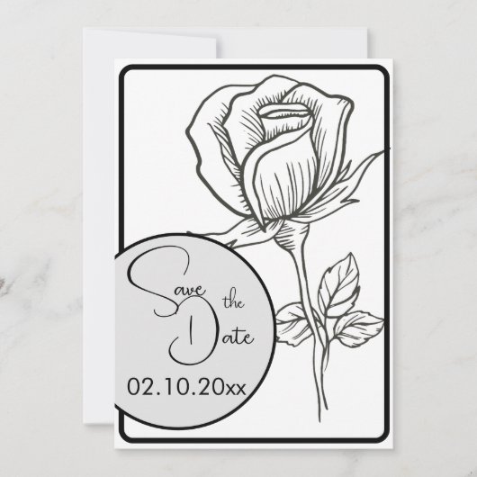 Zwart-wit Rose Wedding Save the Date Kaart (Voorkant)