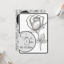 Zwart-wit Rose Wedding Save the Date