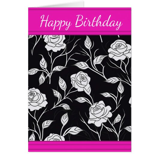  Zwart & Wit Rose Wenskaart (Voorkant)