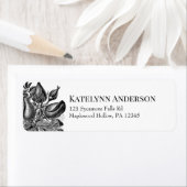 Zwart-wit Roses Gothic Return-adres Etiket (Insitu)