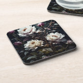 Zwart-wit Roses Waterverf ai art Bier Onderzetter (Linkerzijde)