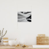 Zwart-wit rotsachtige oceaangolven zeelandschap poster (Keuken)