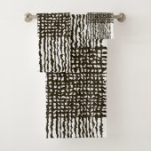 Zwart wit Rough grid Pattern Bath Towel Set Bad Handdoek (Insitu)