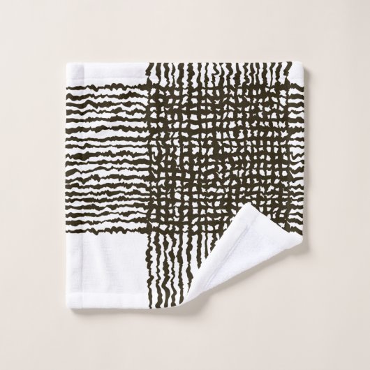 Zwart wit Rough grid Pattern Bath Towel Set Bad Handdoek (Wasdoekje)