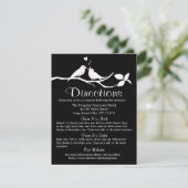 Zwart-wit routebeschrijving Lovebirds Wedding Part Kaart (Staand voorkant)