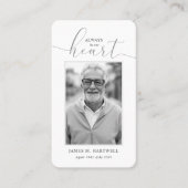 Zwart & Wit Rouwfoto Condoleance Modern Visitekaartje (Voorkant)