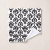 Zwart-wit Royal Glam Damask Bad Handdoek (Wasdoekje)