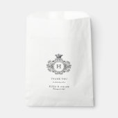 Zwart-wit Royal Monogram Crest Wedding Bedankzakje (Voorkant)