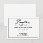 Zwart & Wit Royal Script Trouwreceptiekaart Kaart (Voorkant / Achterkant)