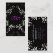 Zwart Wit & Roze Accent  wervelingen Design Visitekaartje (Voorkant / Achterkant)