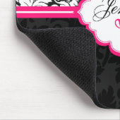 Zwart Wit & Roze  Bloemen Damasks 2 Muismat (Hoek)