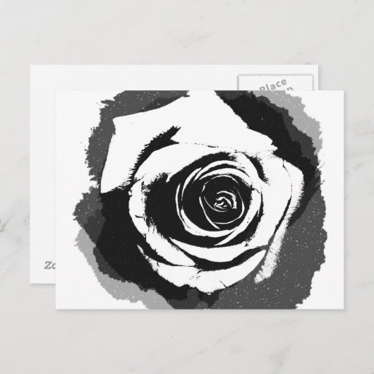 Zwart-wit roze briefkaart (Voorkant / Achterkant)