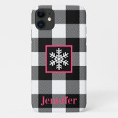 Zwart, wit, roze buffelstang, sneeuwvlok Case-Mate iPhone case (Achterkant)