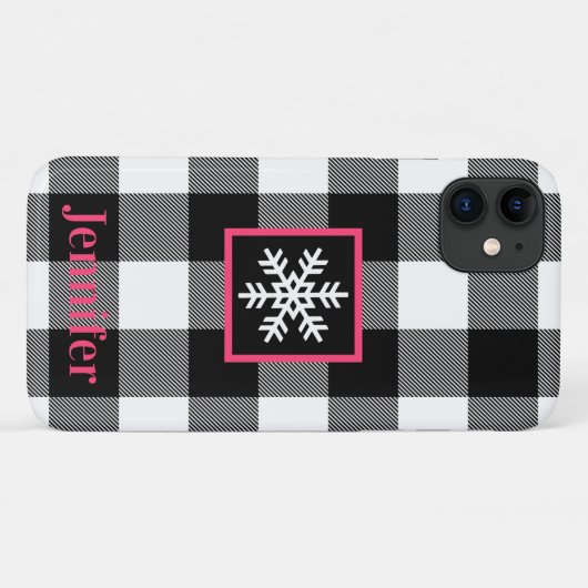 Zwart, wit, roze buffelstang, sneeuwvlok Case-Mate iPhone case (Achterkant (horizontaal))