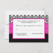 Zwart, wit, roze chassis & hartreactiekaart RSVP kaartje (Achterkant)
