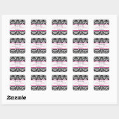 Zwart Wit Roze Damask 1,5" Wedding Favor Sticker (Vel)