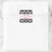 Zwart Wit Roze Damask 1,5" Wedding Favor Sticker (Tas)