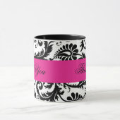 Zwart, wit, roze Damask Dank je Mok (Midden)