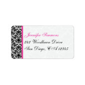 Zwart wit Roze Damask Return Label (Voorkant)