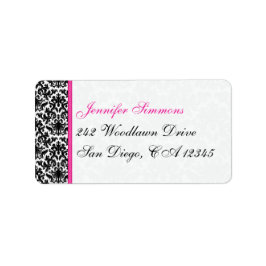 Zwart wit Roze Damask Return Label