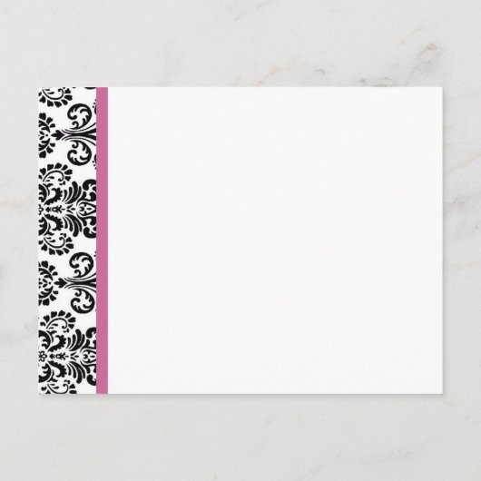 Zwart Wit Roze Damask Save Date Briefkaart (Achterkant)