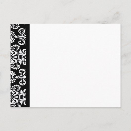 Zwart Wit Roze Damask Save Date Briefkaart 3 (Achterkant)