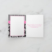 Zwart, Wit, Roze Damast Bedankkaart (Binnen)