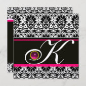 ZWART WIT ROZE DAMAST EENHOOFDIGE Amethyst Metaalg Kaart (Voorkant / Achterkant)