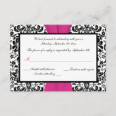 Zwart, wit, roze damast GEDRUKTE LINT RSVP (Achterkant)