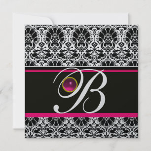 ZWART WIT ROZE DAMAST MONOGRAM Amethist Zilver Kaart