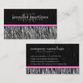 Zwart Wit & Roze Dier Print-Zebra Strepen Visitekaartje (Voorkant / Achterkant)