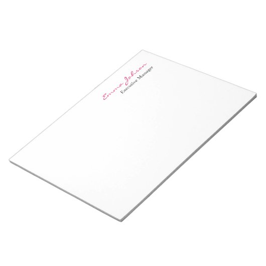 Zwart Wit Roze Elegant Modern Eenvoudig Groot Notitieblok (Schuin)