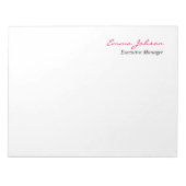 Zwart Wit Roze Elegant Modern Eenvoudig Groot Notitieblok (Voorkant)