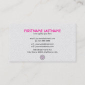 Zwart Wit & Roze Elegant Paisley Patroon Visitekaartje (Achterkant)