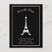 Zwart Wit Roze Franse Eiffeltoren Save the Date Aankondigingskaart (Voorkant)