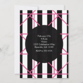 Zwart Wit & Roze Geometrische Feestuitnodigingen Kaart (Achterkant)