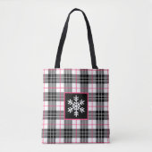 Zwart, wit, roze geplakt met Snowflake Canvas tas (Voorkant)