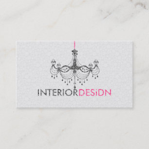 Zwart Wit & Roze Kroonluchter Interieur Design Visitekaartje