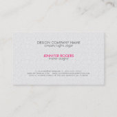 Zwart Wit & Roze Kroonluchter Interieur Design Visitekaartje (Achterkant)