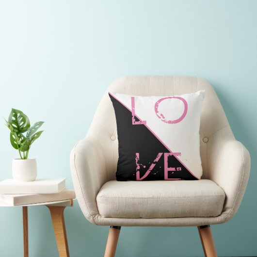 Zwart Wit Roze Liefde Kussen Sierkussen (Stoel)