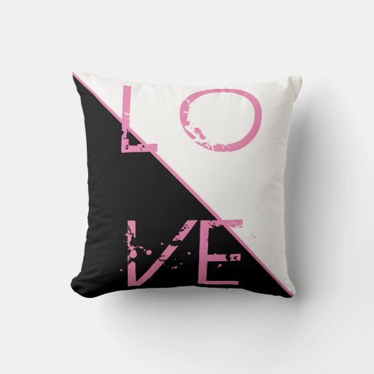 Zwart Wit Roze Liefde Kussen Worp Kussen (Voorkant)
